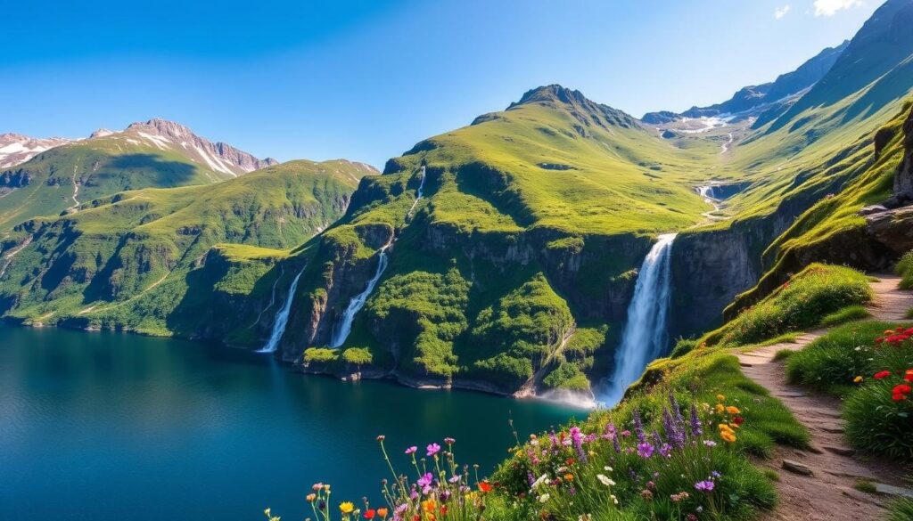 Sieben Schwestern Wasserfälle Geirangerfjord Wanderweg