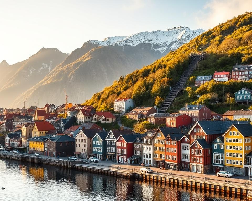 Bergen Norwegen Stadtansicht