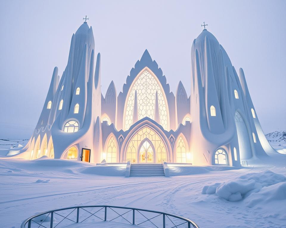 Eishotel-Architektur Schneekonstruktion