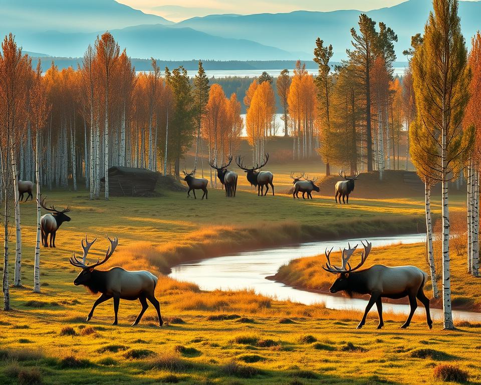 Elchwanderungen in norwegischen Landschaften Elchwanderungen in norwegischen Landschaften