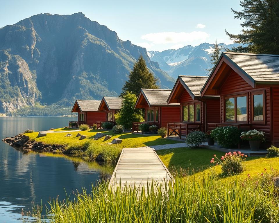 Ferienhäuser Mefjord Brygge mit Meerblick