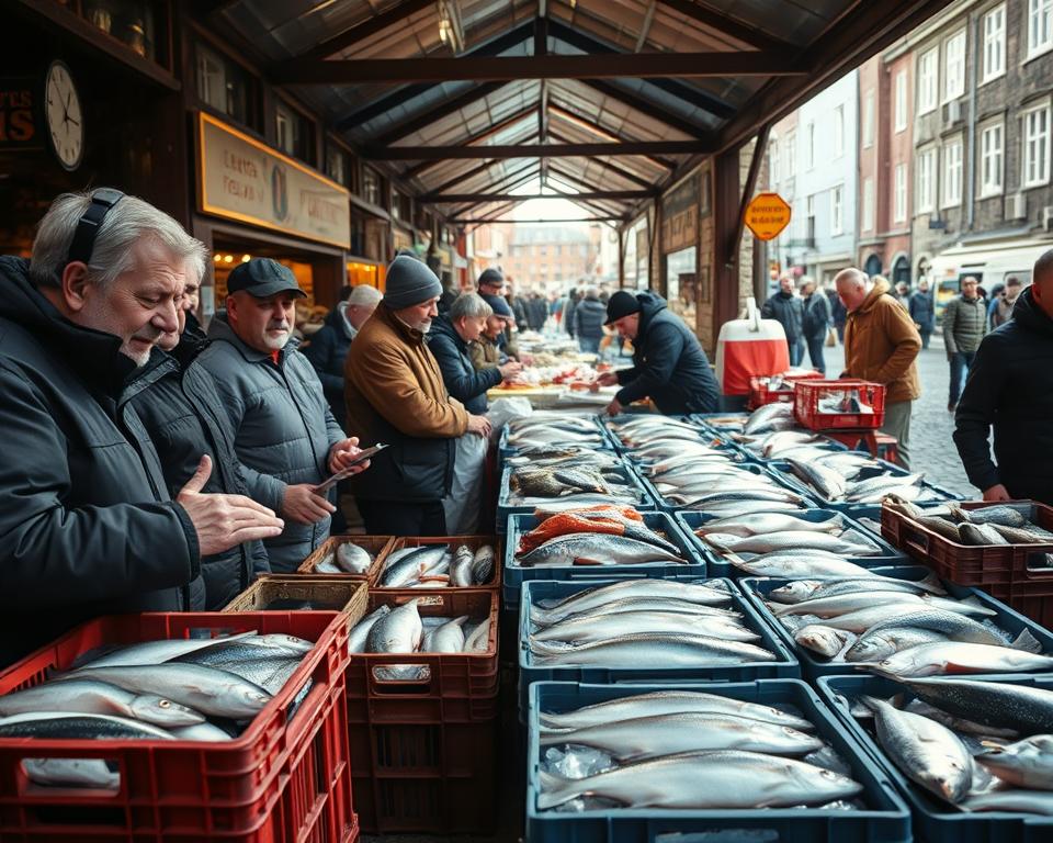 Fischhändler am Markt Bergen