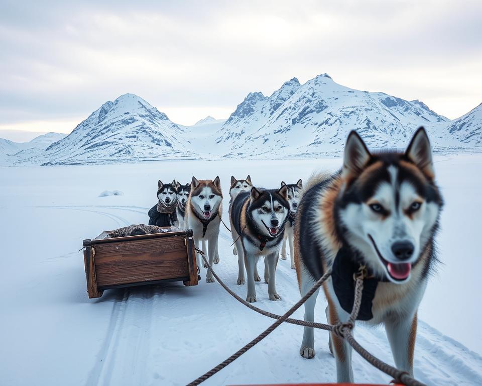 Hundeschlitten in norwegischen Winterregionen