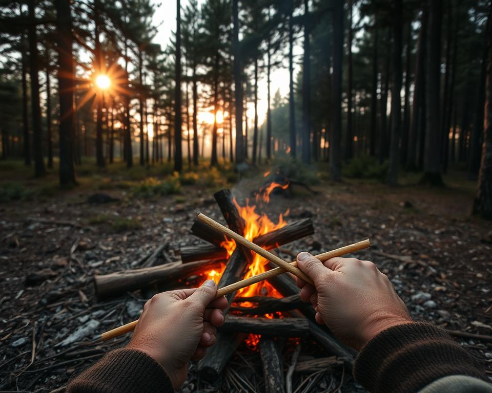 Lagerfeuer Vorbereitung für Stockbrot