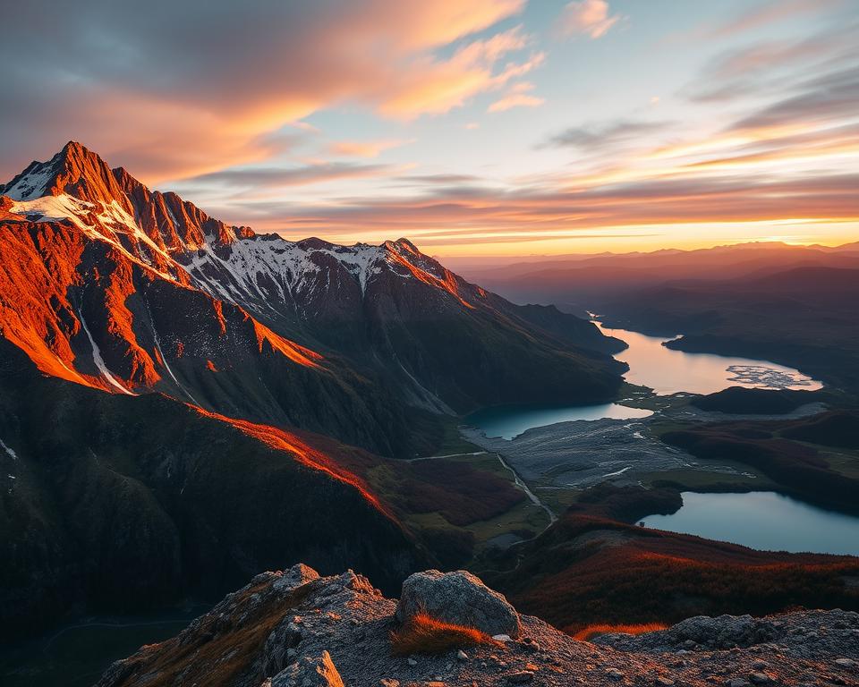 Norwegische Berglandschaften im Sonnenuntergang