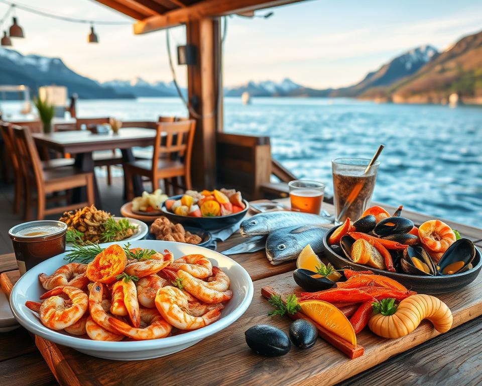 Norwegische Meeresfrüchte und Fischgerichte