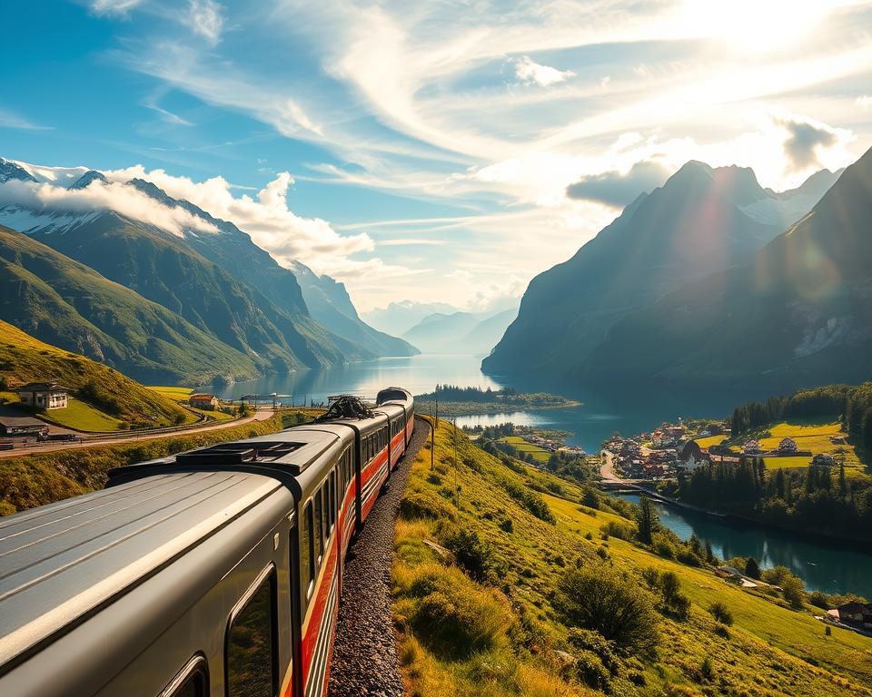 Norwegische Panoramabahn durch Fjordlandschaft
