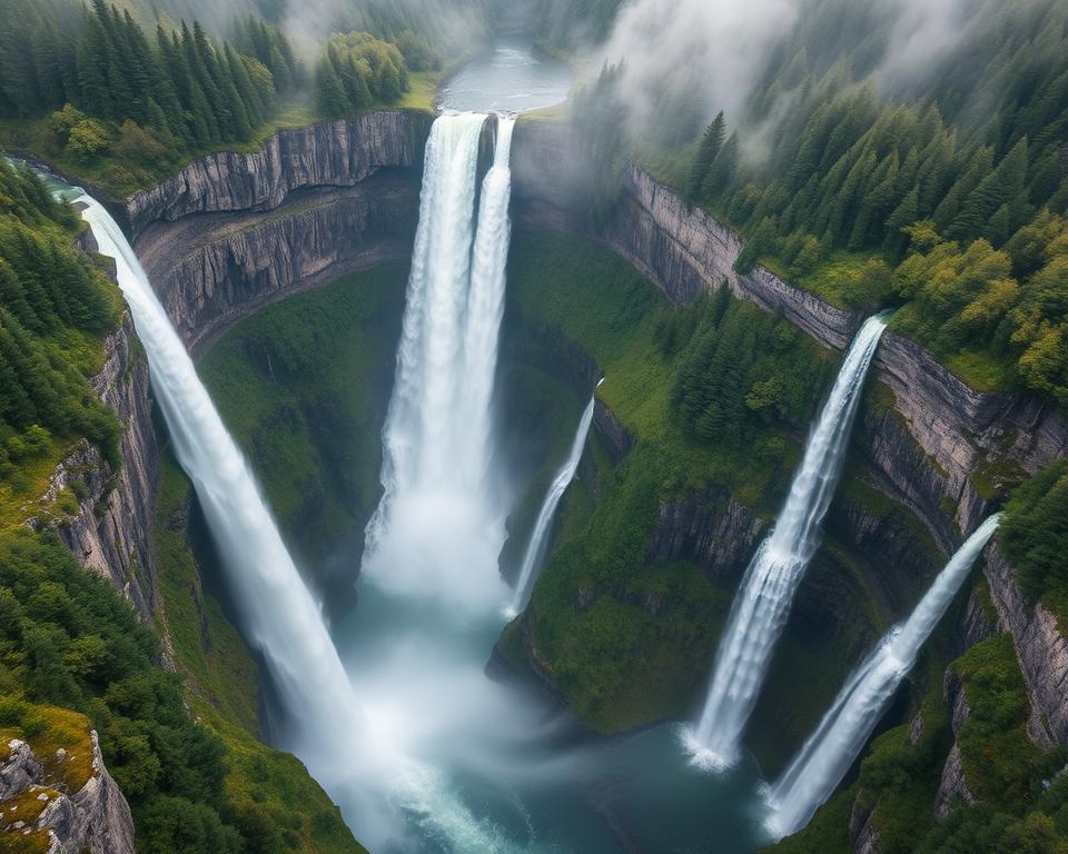 Sieben Schwestern Wasserfälle Höhenunterschiede