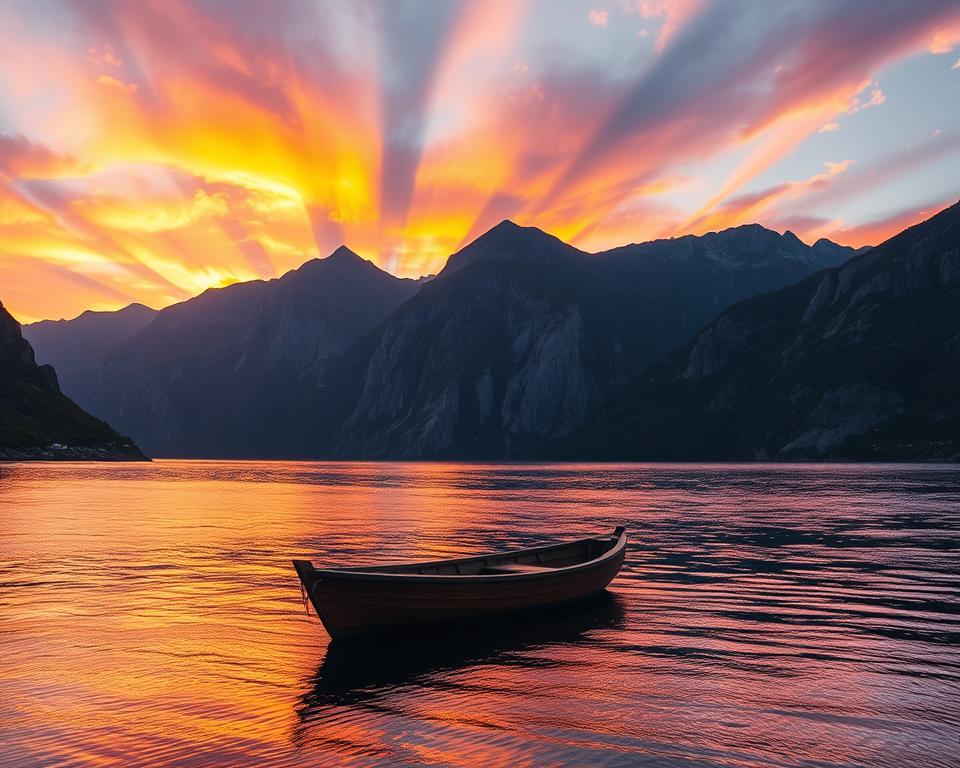 Sonnenuntergang in norwegischen Fjorden
