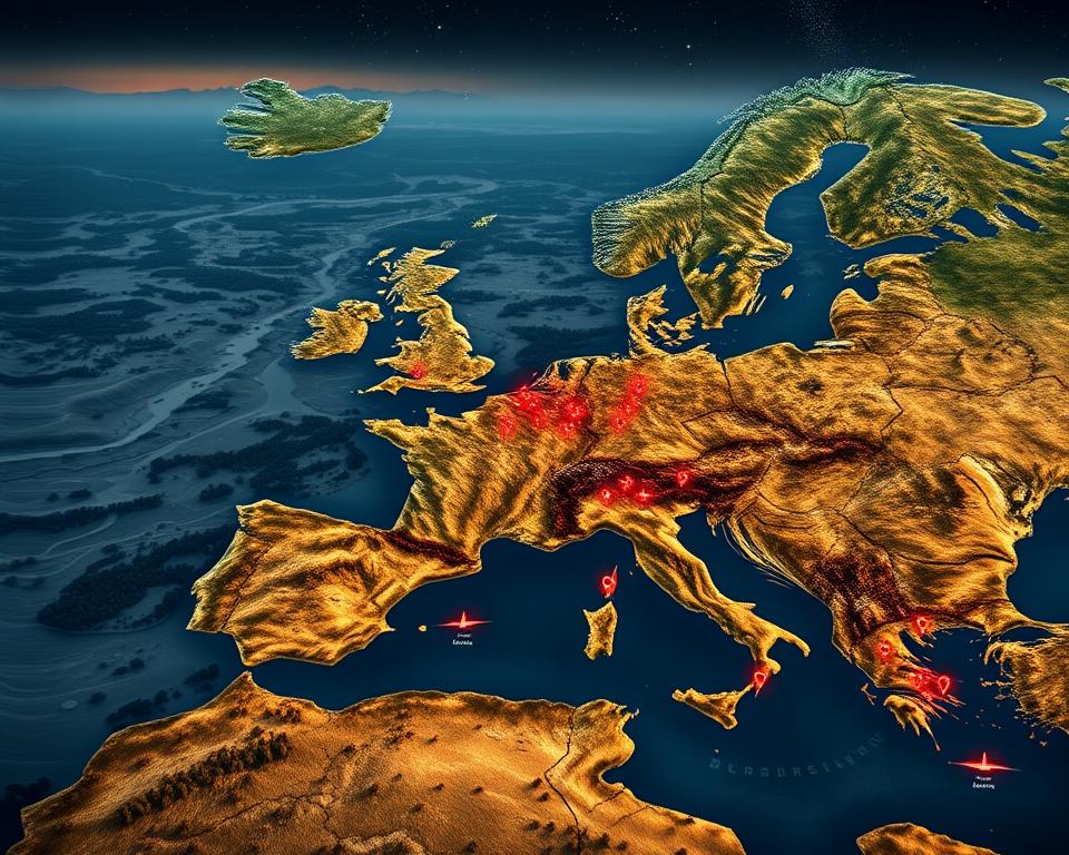 Struve Bogen Messpunkte in Europa