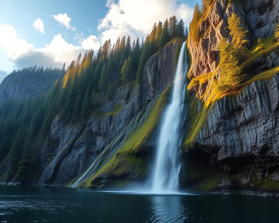 Versteckte Wasserfälle in norwegischen Fjorden