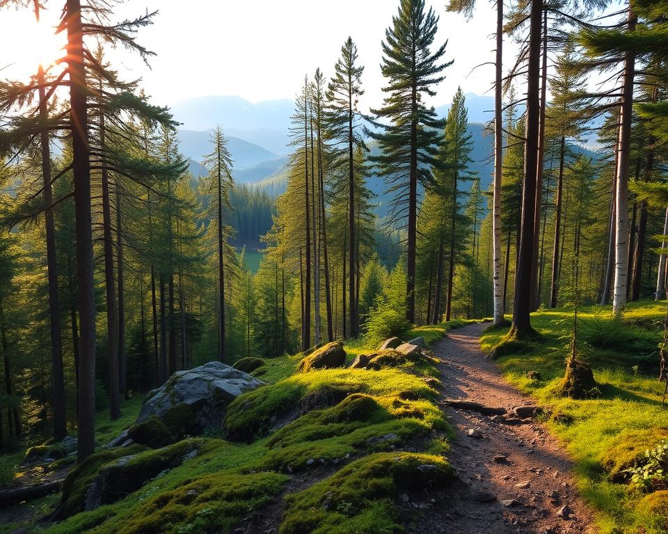 Wandern in Norwegen Waldlandschaft Wandern in Norwegen Waldlandschaft