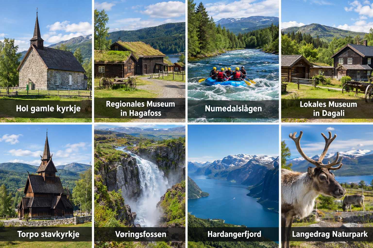 Bildcollage: Ausflüge ab Geilo
