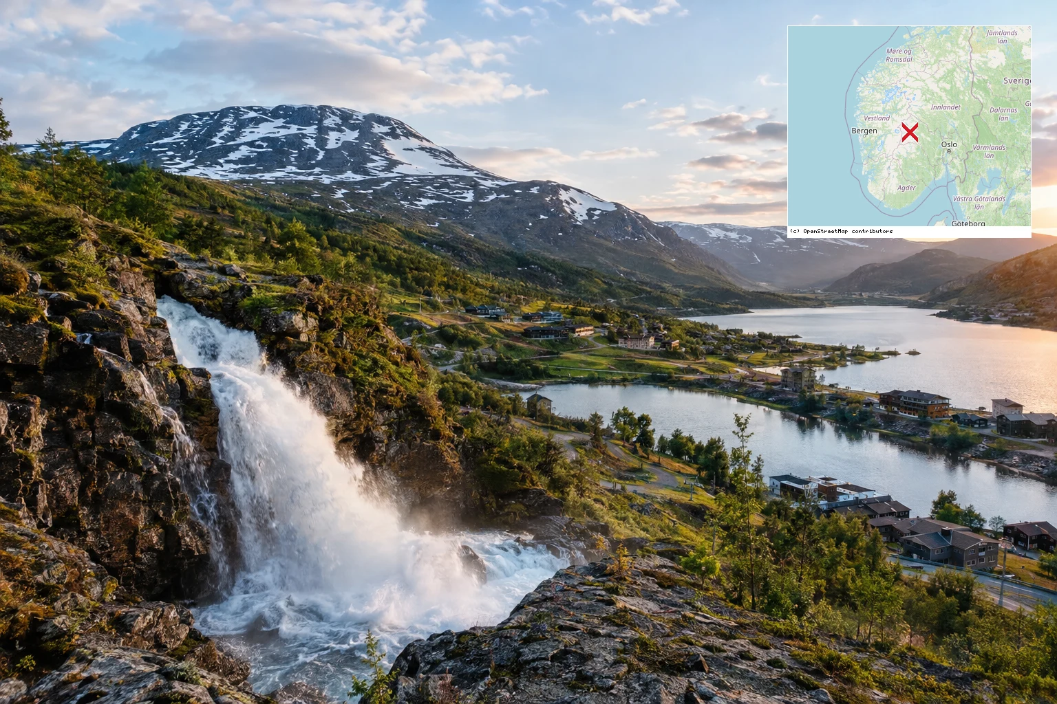 Reiseziel mit Lagekarte in Geilo, Norwegen