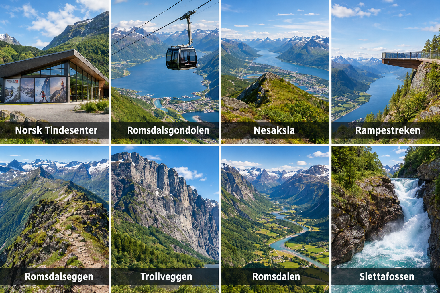 Bildcollage: Åndalsnes als Ausgangsort in Trollstigen