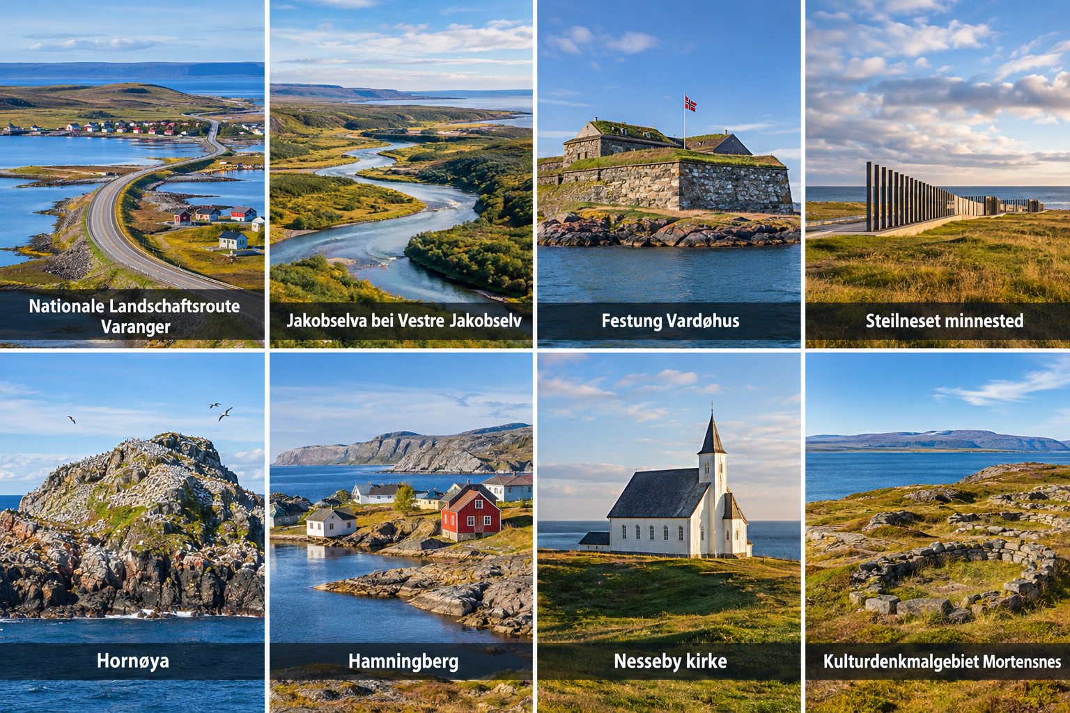 Bildcollage: Roadtrip und Ausflüge rund um Vadsø