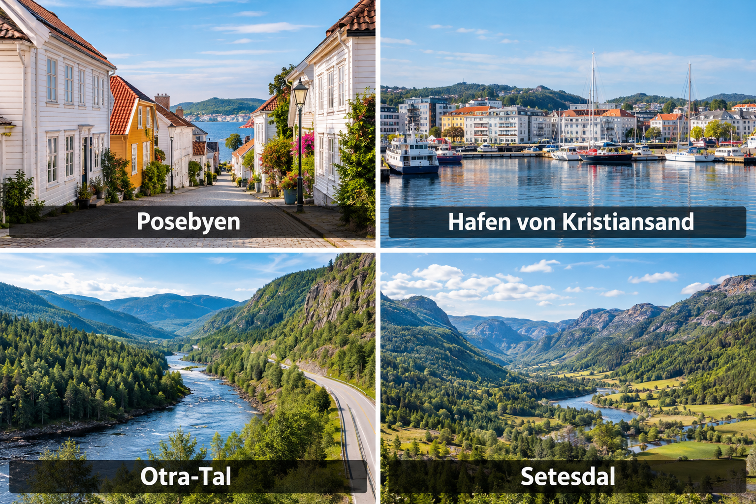 Bildcollage: Ausflüge ab Vennesla